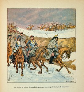 Die Armee der Loire von Eugene Sergent, genannt Grenest, illustriert von Louis Bombled (Französisch-Deutscher Krieg; Feldzug von 1870-1871): Die Araber von Oberst Gourgaud erringen einen brillanten Sieg über die 3. Schlachtschiffe in der Schlacht von Vance von Louis Charles Bombled