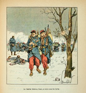 Die Armee der Loire von Eugene Sergent, dit Grenest, illustriert von Louis Bombled (Deutsch-Französischer Krieg; Feldzug von 1870-1871): Der Delorme-Hahn, Wunden ziehen sich unter den Kugeln zurück