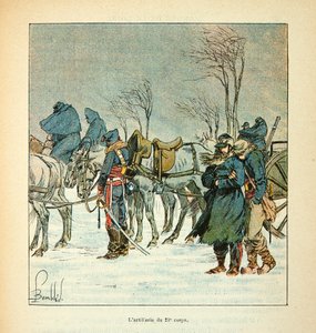 Die Armee der Loire von Eugene Sergent, dit Grenest, illustriert von Louis Bombled (Deutsch-Französischer Krieg; Feldzug von 1870-1871): Die Artillerie des 21. Korps der Armee der Loire