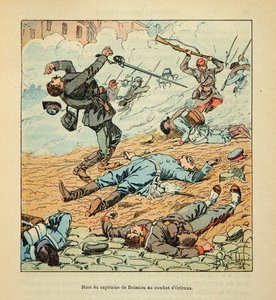 Die Armee der Loire von Eugene Sergent, illustriert von Louis Bombled (Deutsch-Französischer Krieg; Feldzug von 1870-1871): Tod von Hauptmann De Boissieu während der Kämpfe von Orléans am 11. Oktober 1870