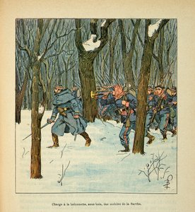 Die Armee der Loire von Eugene Sergent, illustriert von Louis Bombled (Deutsch-Französischer Krieg; Feldzug von 1870-1871): Schlacht von Le Mans im Januar 1871, Angriff der Mobilen von Sarthe von Louis Charles Bombled