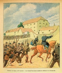 Die Armee des Ostens von Eugene Sergeant, illustriert von Louis Bombled: Verteidigung der Stadt Dijon am 30. Oktober von Louis Charles Bombled