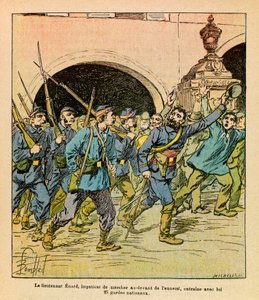Die Ost-Armee von Eugene Sergeant, illustriert von Louis Bombled: Leutnant Enard führt die Nationalgarde von Epinal von Louis Charles Bombled