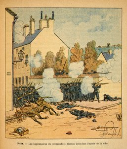 Die östliche Armee von Eugene Sergeant, genannt Grenest, illustriert von Louis Bombled (1862-1927) (Französisch-Deutscher Krieg; Feldzug von 1870-1871): Schlacht von Nuits-Saint-Georges, die Legionäre von Kommandant Mouton verteidigen den Stadteingang, Pri von Louis Charles Bombled
