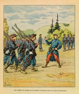 Die Ost-Armee von Eugene Sergeant, illustriert von Louis Bombled: Soldaten der Armee von General Cambriels üben unter den Mauern von Besançon von Louis Charles Bombled