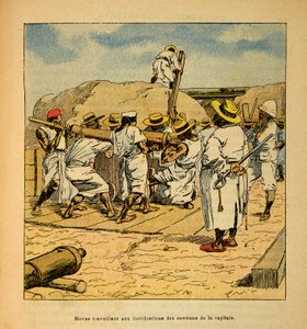 Der Krieg in Madagaskar - Anekdotische Geschichte der französischen Expeditionen von 1885-1895 von Henri Galli, genannt Galllichet (1854-1922), illustriert von Louis Bombled (1862-1927): Hovas arbeiten an den Befestigungen der Hauptstadt im Jahr 1895, Priv von Louis Charles Bombled