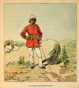 Der Krieg in Madagaskar - Anekdotische Geschichte der französischen Expeditionen von 1885-1895 von Henri Galli, illustriert von Louis Bombled: Porträt von General Hova Ramasombazaha von Louis Charles Bombled