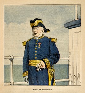 Der Krieg in Madagaskar - Anekdotische Geschichte der französischen Expeditionen von 1885-1895 von Henri Galli dit Galllichet, illustriert von Louis Bombled: Porträt von Admiral Pierre (1827-1883)