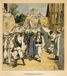 Der Krieg in Madagaskar - Anekdotische Geschichte der französischen Expeditionen von 1885-1895 von Henri Galli, illustriert von Louis Bombled: Die französische Armee in Tananarive, 1895