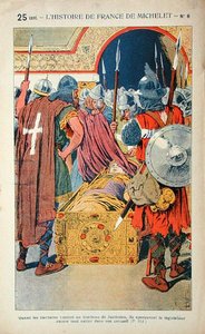 Die Entdeckung des mumifizierten Körpers des Kaisers Justinian (483-565) während der Eroberung von Konstantinopel durch die Kreuzritter im Jahr 1204, Illustration aus 