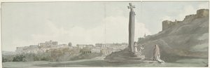 Blick auf Arriano und Denkmal, sogenannter Altar des Janus
