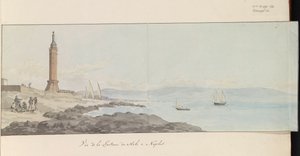 Ansicht des Leuchtturms am Hafen von Neapel (Voyage en Italie, en Sicile et à Malte - 1778) von Louis Ducros