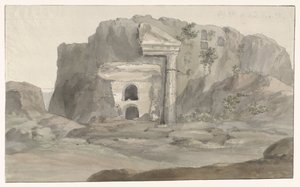 Gräber mit dorischem Giebel in Felsen gehauen in der Umgebung von Syrakus