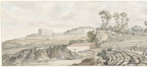 Innenansicht mit Treppen des Theaters in Syrakus (Voyage en Italie, en Sicile et à Malte - 1778) von Louis Ducros