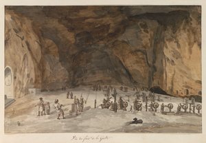 Innenraum der Grotte Santa Maria Capella (Titel auf dem Objekt) Reise nach Italien, Sizilien und Malta - 1778 (Serientitel) von Louis Ducros