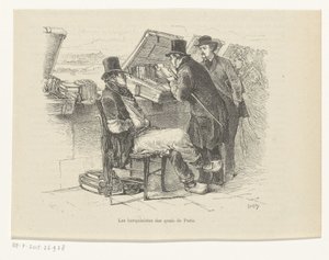Buchhändler an einem Kai in Paris von Louis Ernest Lesage