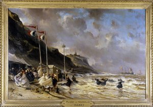 Strand von Granville - Öl auf Leinwand, von Eugene Louis Gabriel Isabey (1803-1886) von Louis Eugene Gabriel Isabey