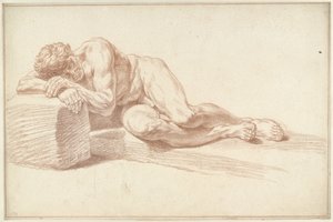 Männlicher Akt, liegend auf der Seite, nach links von Louis Fabritius Dubourg