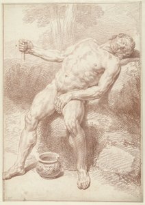Männlicher Akt, sitzend, nach hinten gelehnt von Louis Fabritius Dubourg