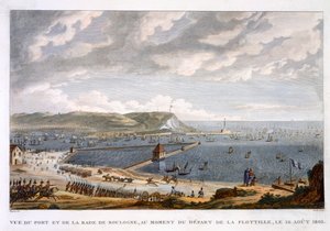 Ansicht des Hafens und der Reede von Boulogne beim Auslaufen der Flottille, 16. August 1803 von Louis Francois Couche