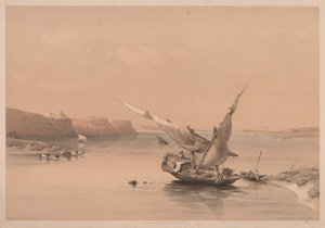 Ägypten und Nubien: Band II - Nr. 6, Annäherung an die Festung von Ibrim, Nubien, 1838 von Louis Haghe