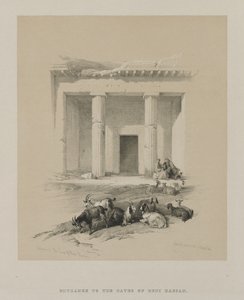 Ägypten und Nubien, Band I: Eingang zu den Höhlen von Beni-Hasan, 1847 von Louis Haghe