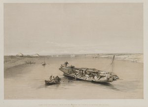 Ägypten und Nubien, Band I: Blick auf den Nil in Richtung der Pyramiden von Dashour und Sakkara, 184 von Louis Haghe