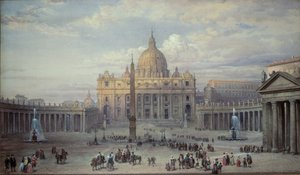 Außenansicht von St. Peter, Rom, vom Platz aus, 1868 von Louis Haghe