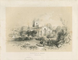 Handsworth Kirche: Lithographie, undatiert [1806-1885] von Louis Haghe