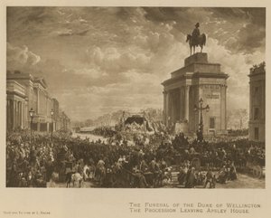 Das Begräbnis des Herzogs von Wellington; der Prozession verlässt Apsley House