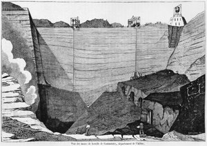 Die Kohlenmine in Commentry, Illustration aus Le Magasin Pittoresque, 1835 von Louis Henri Brévière