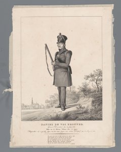 Daniel de Vos Brouwer. Geboren in Deventer, 30. Juli 1770. Ritter des Militär-Wilhelms-Ordens, 4. Klasse. Ausgezogen als freiwilliger Jäger mit dem Korps Jäger von Van Dam, 2. August 1831 von Louis Henri de Fontenay