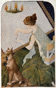Penelope mit ihrem Wandteppich - Panel bestickt von H. de Rudder von Louis Henri de Rudder