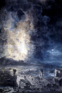 Ausbruch des Vesuvs in Neapel, Aquarell von Louis Jean Desprez