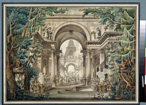 Die Prozession im Tempel von Louis Jean Desprez