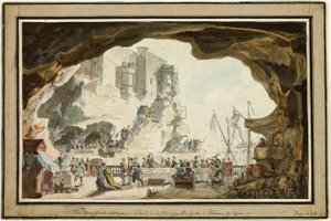 Blick auf die Grotta di Palazzo mit Bankett von Louis Jean Desprez