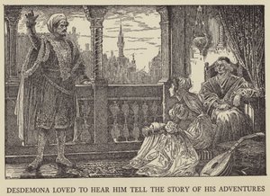 Desdemona liebte es, ihn seine Abenteuer erzählen zu hören von Louis John Rhead