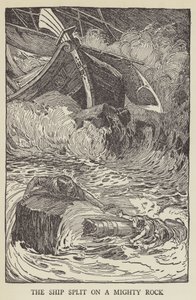 Das Schiff zerschellte an einem mächtigen Felsen von Louis John Rhead