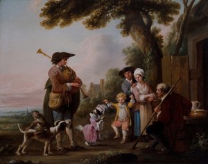 Musiker mit Tieren, die vor Tavernen auftreten von Louis Joseph (1731 98) Watteau