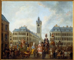 Die Familie des großen Handschuhs von Douai. Gemälde von Louis Joseph Watteau genannt Watteau de Lille (1731-1798)