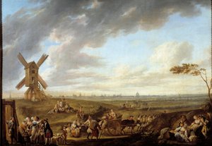 Ansicht von Lille vom Gott von Marcq aus. Gemälde von Louis Joseph Watteau genannt Watteau de Lille (1731-1798)