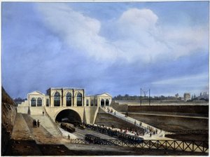 Eisenbahn von Paris nach Saint Germain - in „Paris en 1837“ von Arnout von Louis Jules Arnout