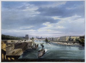 Pont du Carrousel und Dampfschiff - in „Paris en 1837“ von Louis Jules Arnout
