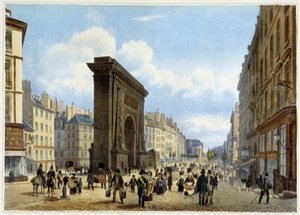 La porte de St Denis - in „Promenade dans Paris et ses environs“, entworfen von Jacottet und Benoist, um 1840 von Louis Julien Jacottet