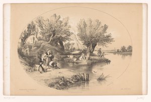 Fischer an einem See von Louis Julien Jacottet