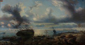Das Auflaufen der Korvetten im Mauvais-Kanal, Straße von Torres von Louis Lebreton