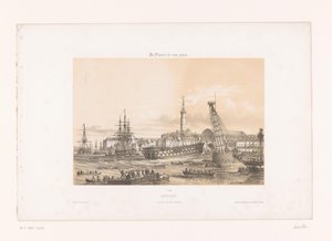 Blick auf das Arsenal am Hafen von Lorient von Louis Le Breton