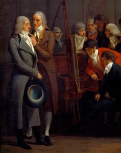 Künstlertreffen im Atelier des Malers Jean Baptiste Isabey (1767-1855) 