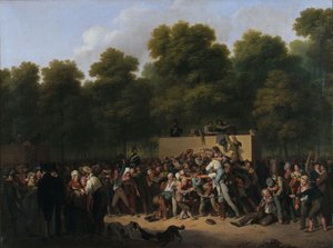 Verteilung von Wein und Essen auf den Champs-Élysées anlässlich des Königs... von Louis Leopold Boilly