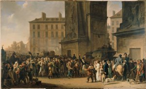 Die Rekruten von 1807 ziehen an der Porte Saint-Denis vorbei von Louis Leopold Boilly